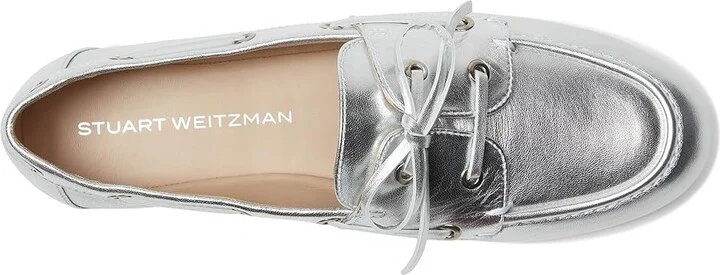 Stuart Weitzman Tinsley Moccasin Women's Shoes Silver : 8.5 M, Leather - Image 2