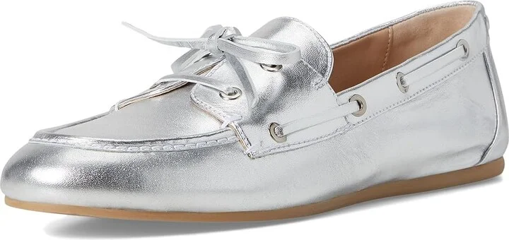 Stuart Weitzman Tinsley Moccasin Women's Shoes Silver : 8.5 M, Leather - Image 5