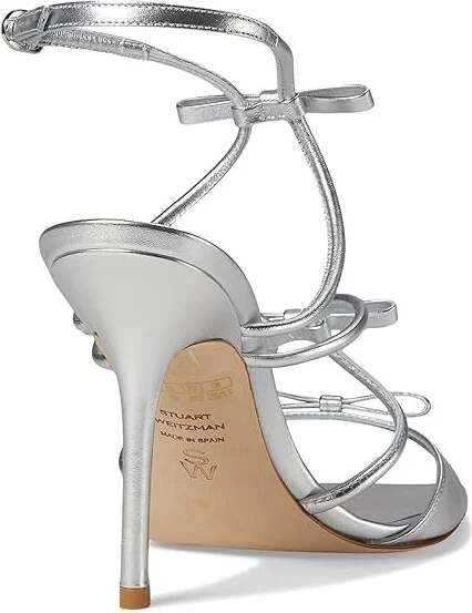 Stuart Weitzman Tully 100 Sandal Women's Sandals Silver : 8 M, Leather - Image 4