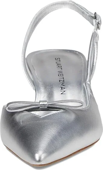 Stuart Weitzman Tully 50 Slingback High Women's Heels Silver : 7.5 M, Leather - Image 2