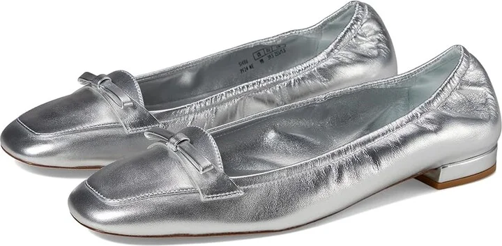 Stuart Weitzman Tully Loafer Women's Flat Shoes Silver : 5 M, Leather