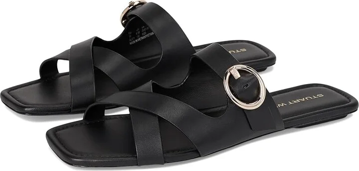 Stuart Weitzman Villa Slide Women's Shoes Black : 5 M, Leather