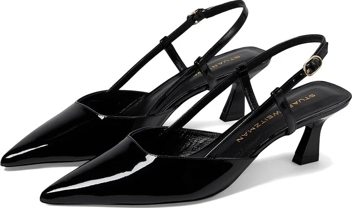 Stuart Weitzman Vinnie 50 Slingback High Women's Heels Black : 6.5 M, Leather