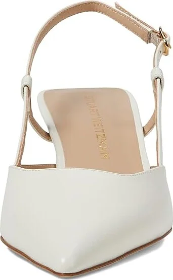 Stuart Weitzman Vinnie 50 Slingback High Women's Heels Cream : 10 M, Leather - Image 2