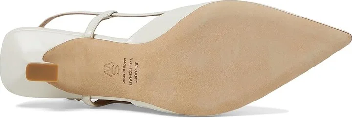 Stuart Weitzman Vinnie 50 Slingback High Women's Heels Cream : 10 M, Leather - Image 3
