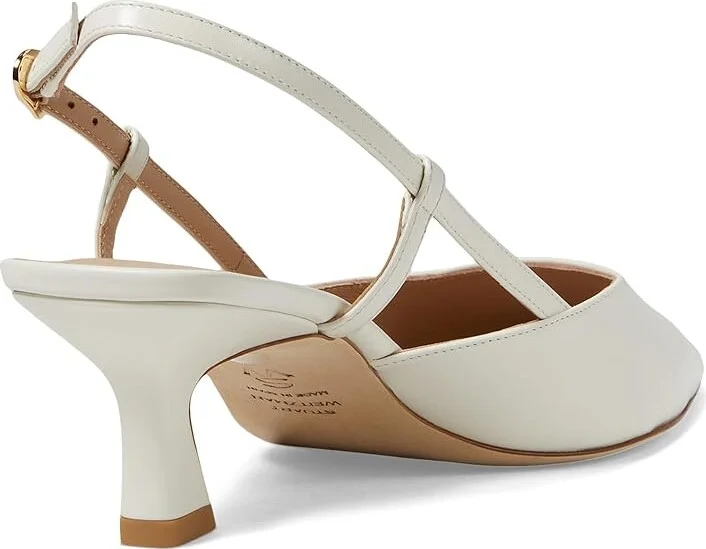 Stuart Weitzman Vinnie 50 Slingback High Women's Heels Cream : 10 M, Leather - Image 4