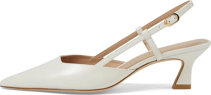 Stuart Weitzman Vinnie 50 Slingback High Women's Heels Cream : 10 M, Leather - Image 5