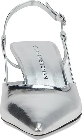 Stuart Weitzman Vinnie 50 Slingback High Women's Heels Silver : 7 M, Leather - Image 2