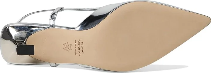 Stuart Weitzman Vinnie 50 Slingback High Women's Heels Silver : 7 M, Leather - Image 3