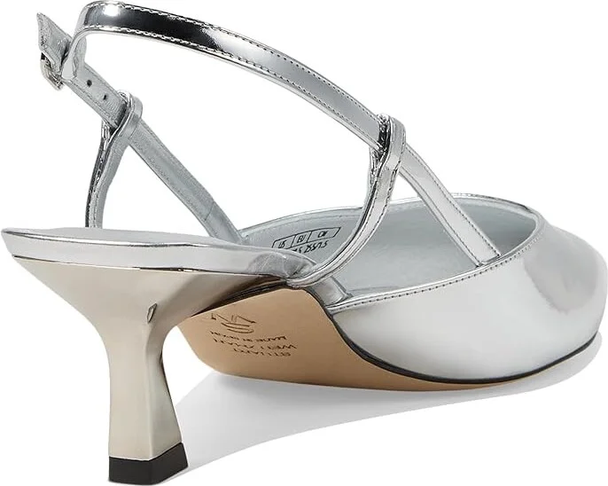 Stuart Weitzman Vinnie 50 Slingback High Women's Heels Silver : 7 M, Leather - Image 4
