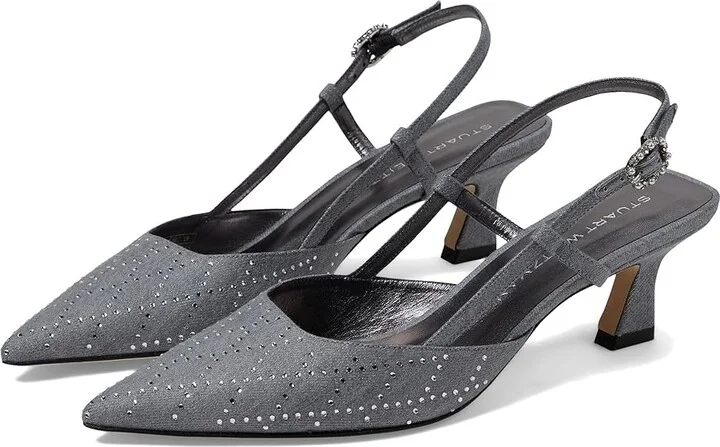 Stuart Weitzman Vinnie Xtal 50 Slingback High Women's Heels Perla/Clear : 10.5 M, Leather