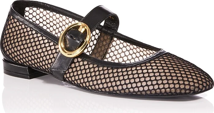 Stuart Weitzman Women's Arabella Mesh Mary Jane Ballet Flats