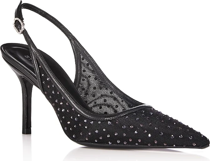 Stuart Weitzman Women's Emilia Mesh 85 Slingback High Heel Pumps