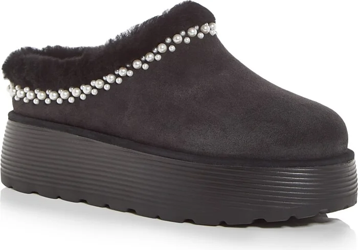 Stuart Weitzman Women's Nelle Shearling Platform Slippers