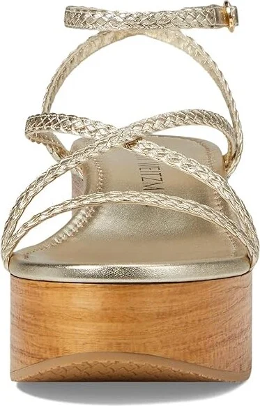 Stuart Weitzman Wovette Wedge Women's Sandals Light Gold/Sand : 11 M, Leather/Rubber - Image 2