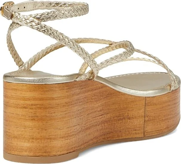 Stuart Weitzman Wovette Wedge Women's Sandals Light Gold/Sand : 11 M, Leather/Rubber - Image 4