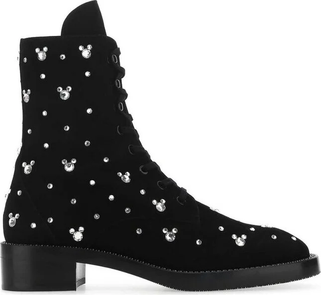 Stuart Weitzman X Disney Embellished Lace-Up Ankle Boots