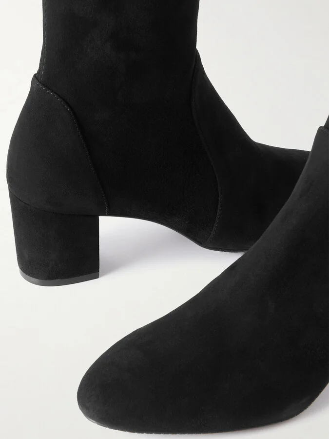 Stuart Weitzman - Yuliana Suede Sock Boots - Black - Image 4