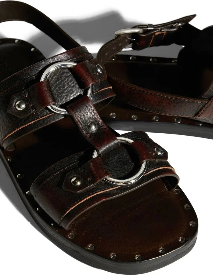 Stud-Detail Calf-Leather Sandals - Image 4