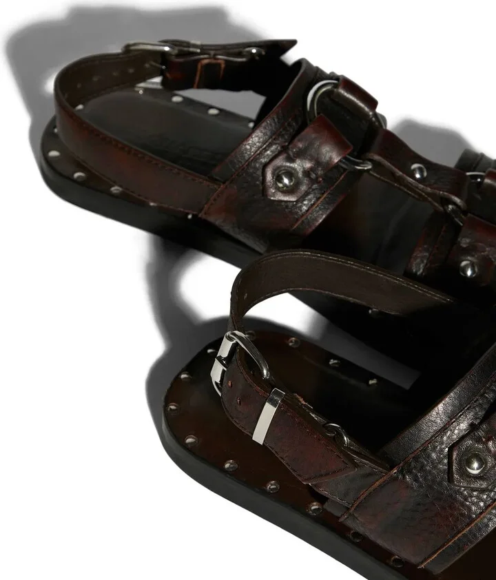 Stud-Detail Calf-Leather Sandals - Image 5