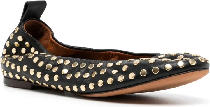 Stud-Detail Leather Ballerina Shoes - Image 2