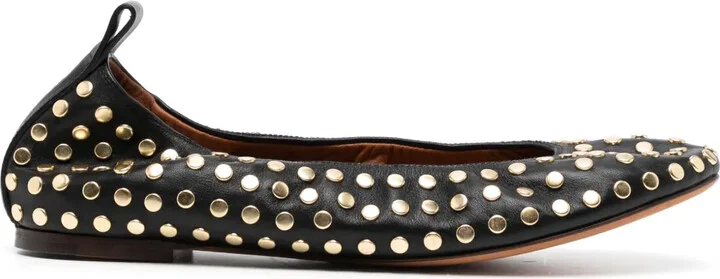 Stud-Detail Leather Ballerina Shoes