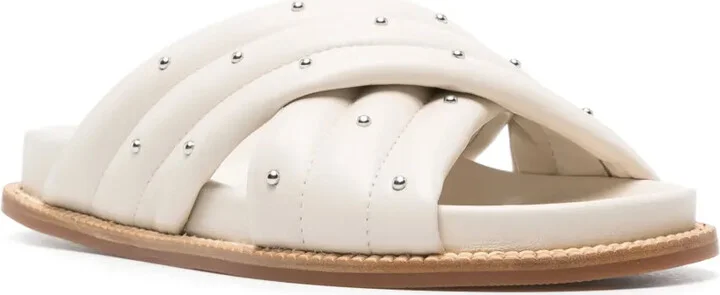 Stud-Detailed Leather Slides - Image 2