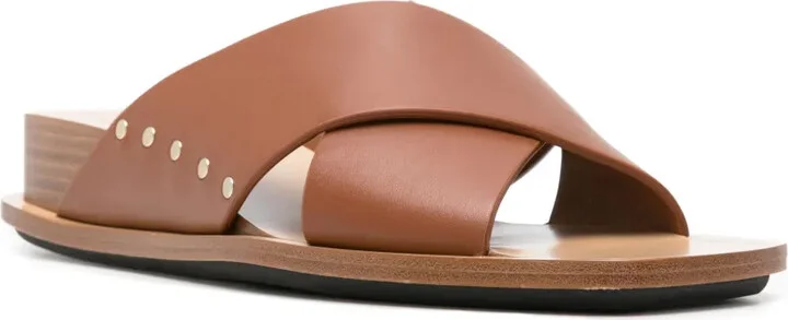 Stud-Detailed Leather Slides - Image 2