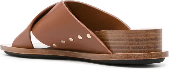 Stud-Detailed Leather Slides - Image 3