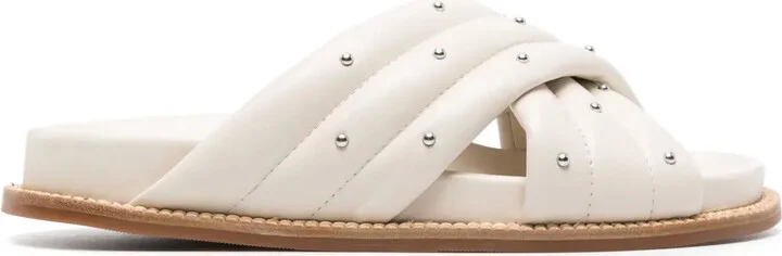 Stud-Detailed Leather Slides