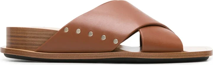 Stud-Detailed Leather Slides