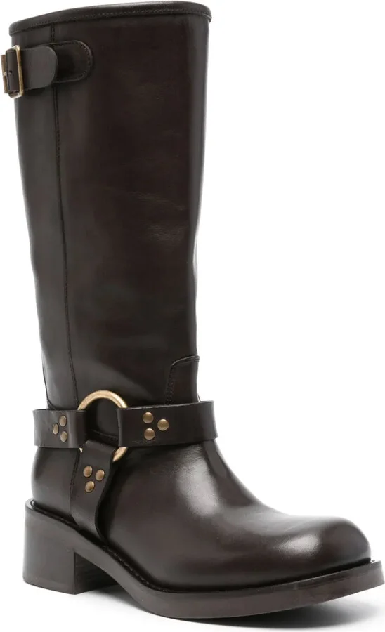 Stud-Detailing Leather Biker Boots - Image 2