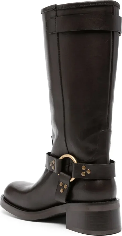 Stud-Detailing Leather Biker Boots - Image 3