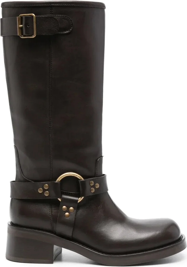 Stud-Detailing Leather Biker Boots