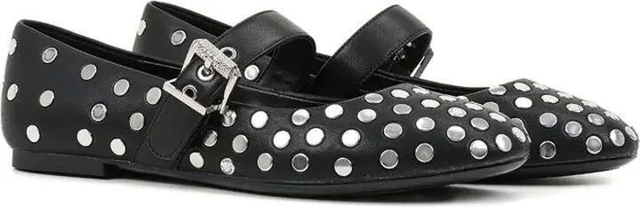 Stud-Embellished Buckle Ballet Flats - Image 2