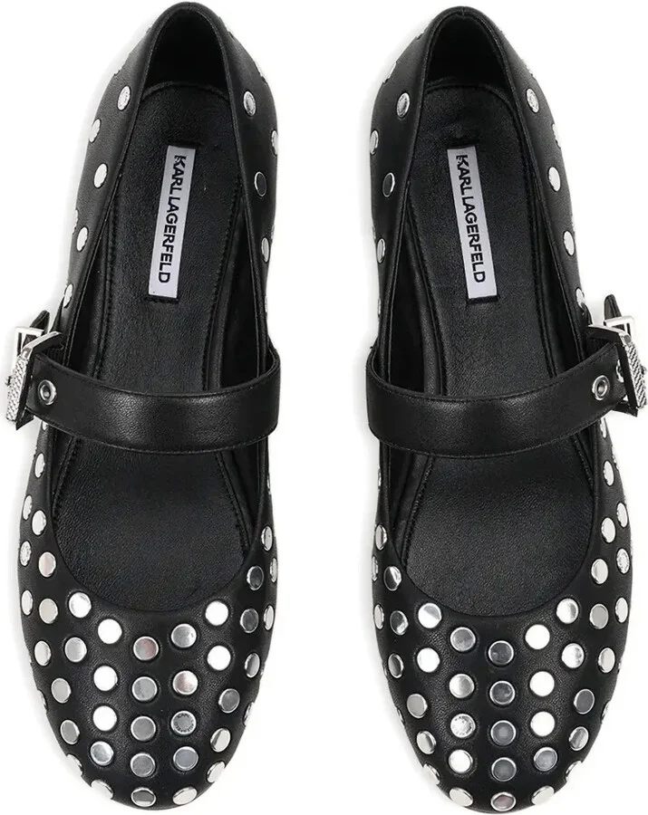 Stud-Embellished Buckle Ballet Flats - Image 4
