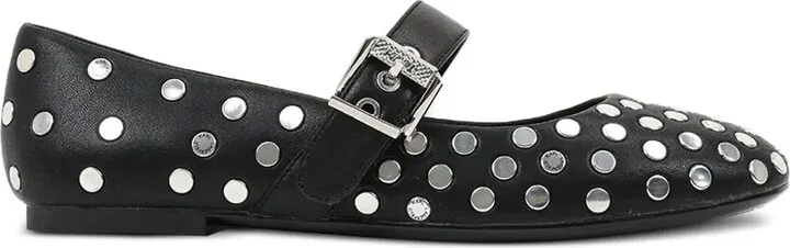 Stud-Embellished Buckle Ballet Flats