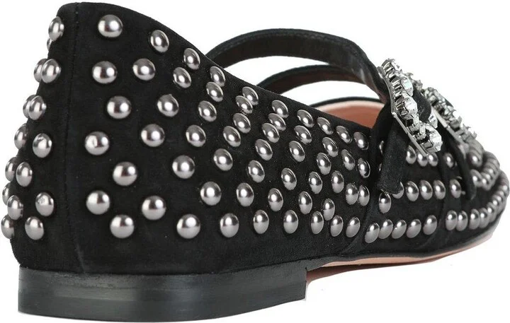 Stud Embellished Buckle Strap Flat Shoes - Image 2