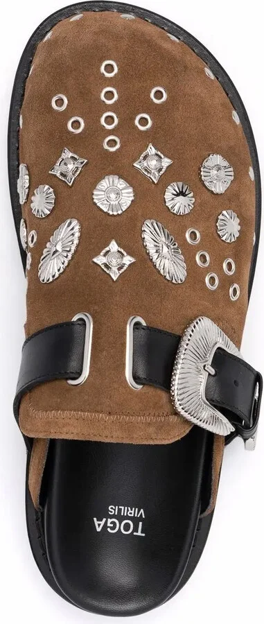 Stud-Embellished Buckled Clogs - Image 4
