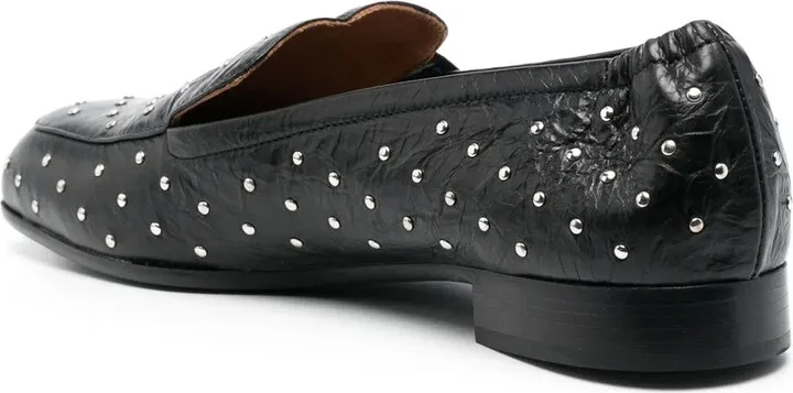 Stud-Embellished Creased Leather Loafers - Image 3