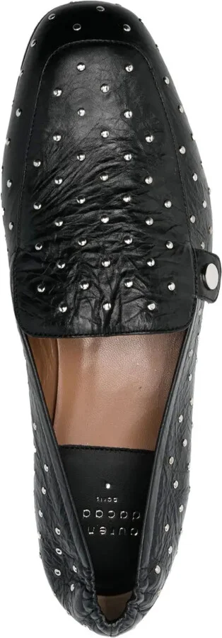 Stud-Embellished Creased Leather Loafers - Image 4