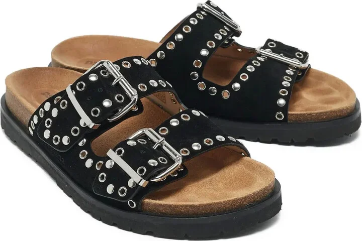 Stud-Embellished Double-Strap Sandals - Image 3