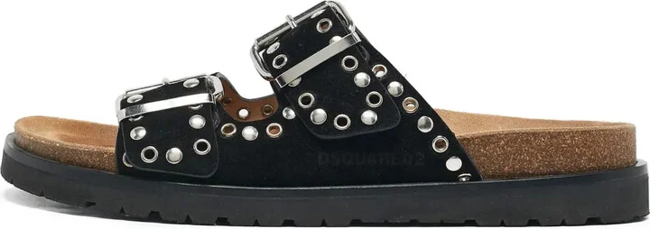 Stud-Embellished Double-Strap Sandals
