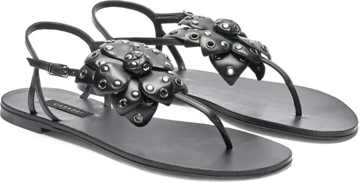 Stud-Embellished Flat Sandals - Image 2