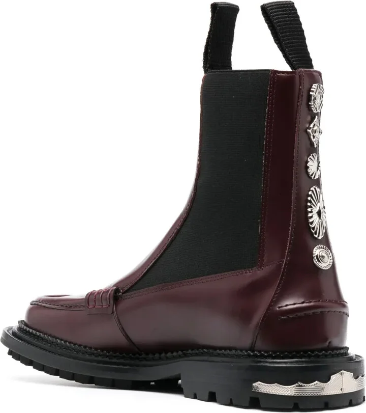 Stud-Embellished Leather Ankle Boots - Image 3