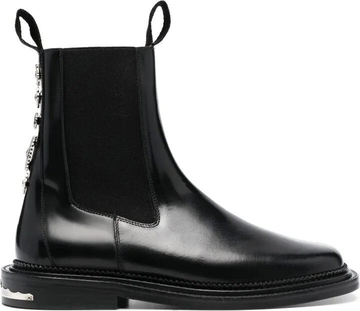 Stud-Embellished Leather Ankle Boots