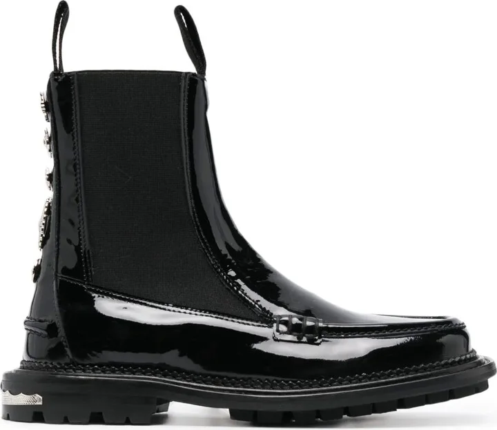 Stud-Embellished Leather Ankle Boots