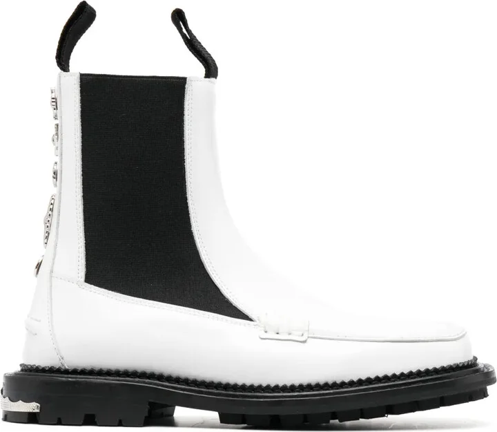 Stud-Embellished Leather Ankle Boots