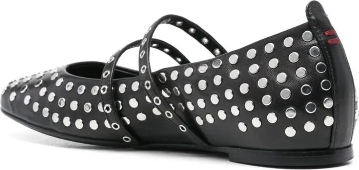 Stud-Embellished Leather Ballerina Shoes - Image 3