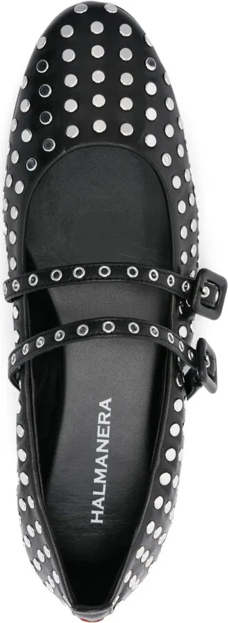 Stud-Embellished Leather Ballerina Shoes - Image 4